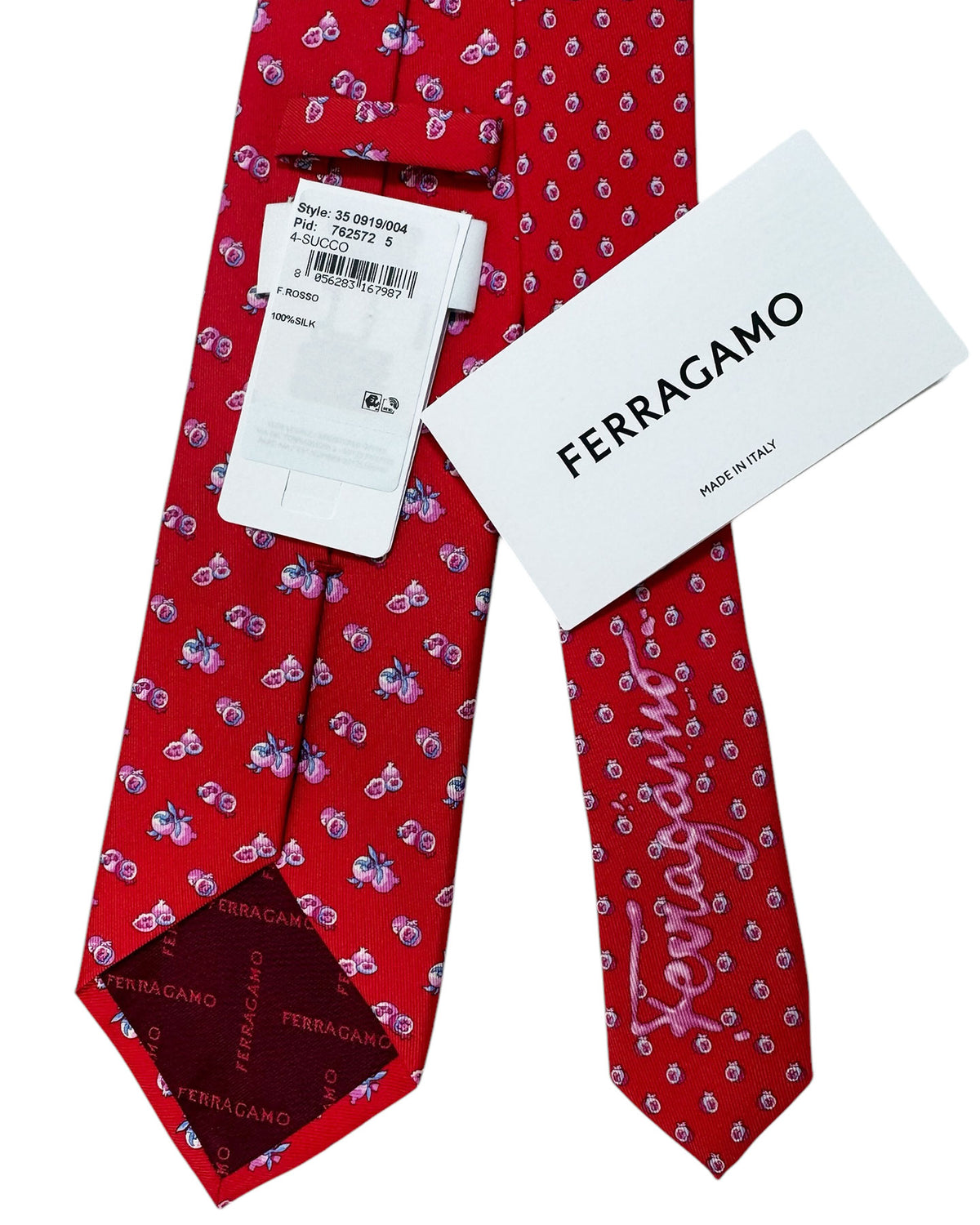 Salvatore Ferragamo Tie Red Fruit Novelty