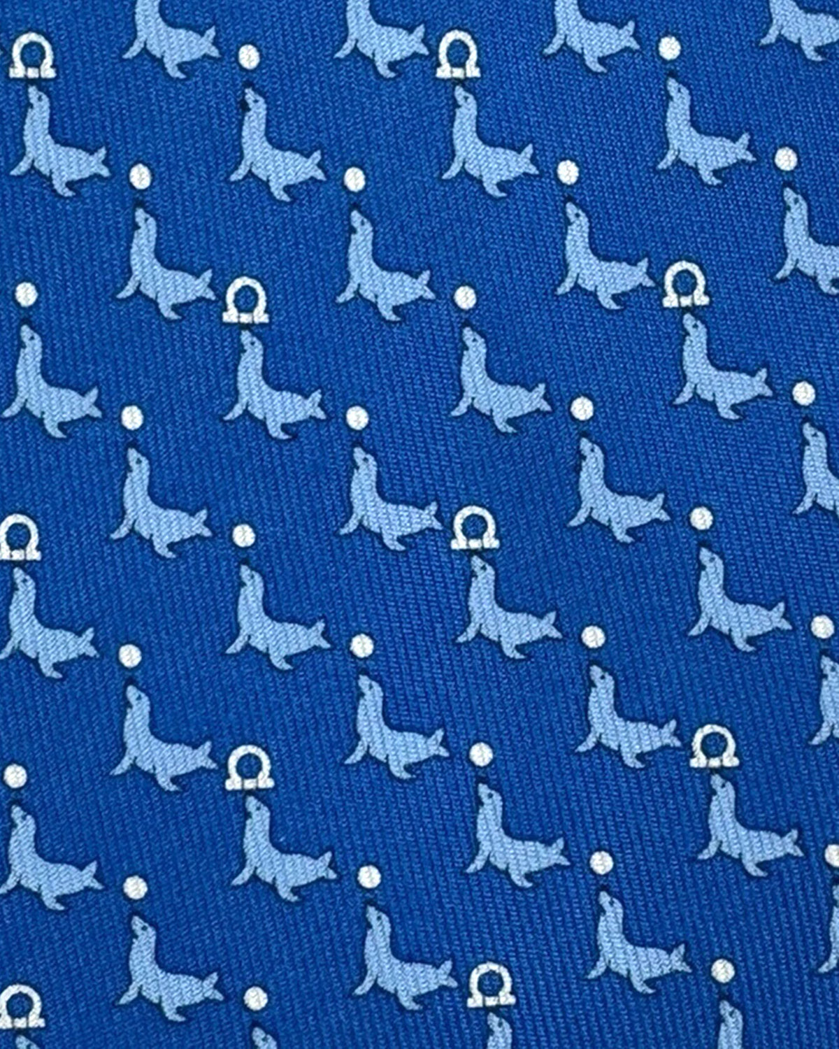 Salvatore Ferragamo Tie Navy Blue Dolphins & Gancini 