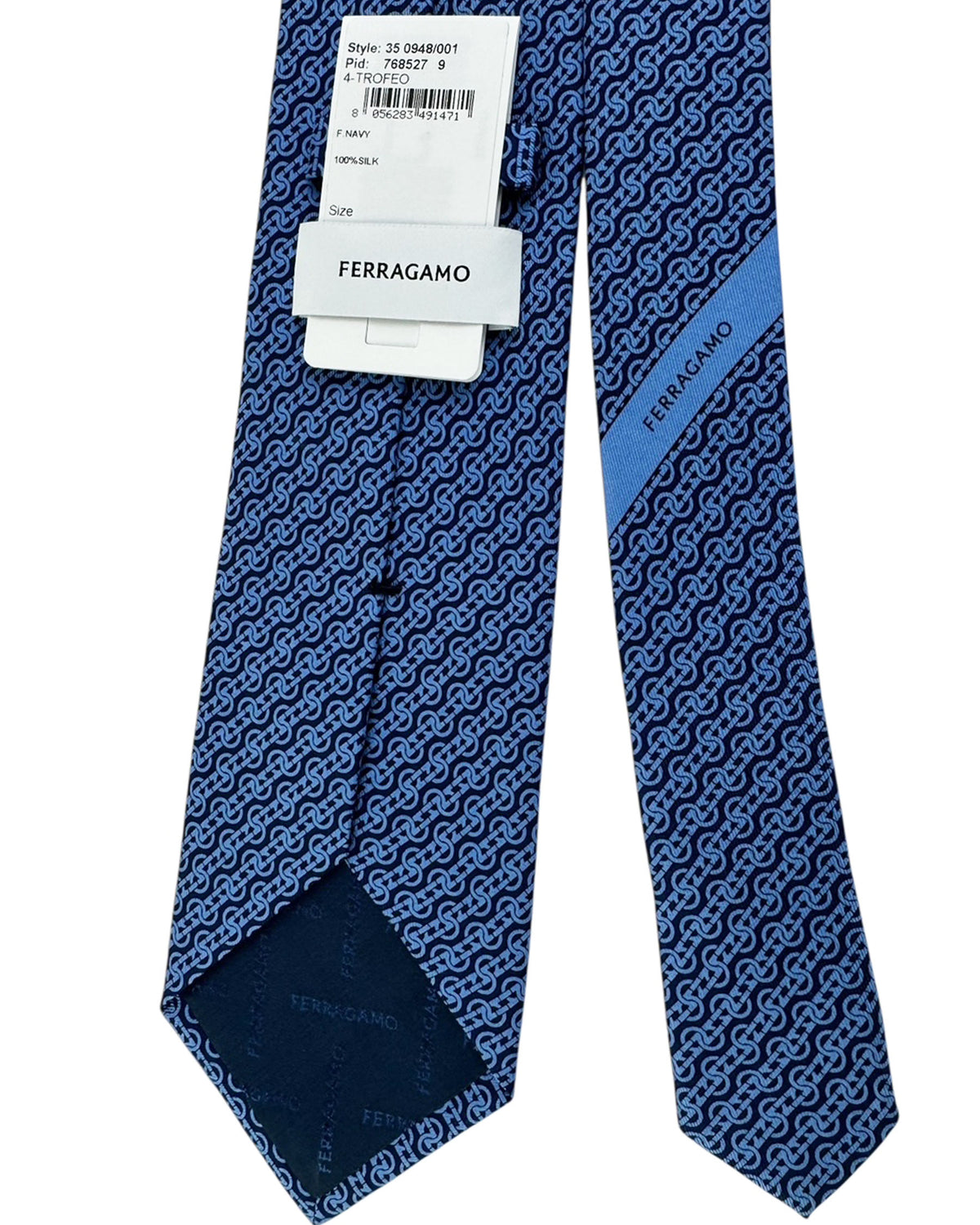 Salvatore Ferragamo Tie Navy Blue Interwoven Gancini