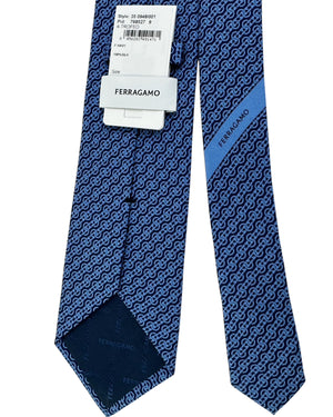 Salvatore Ferragamo Tie Navy Blue Interwoven Gancini