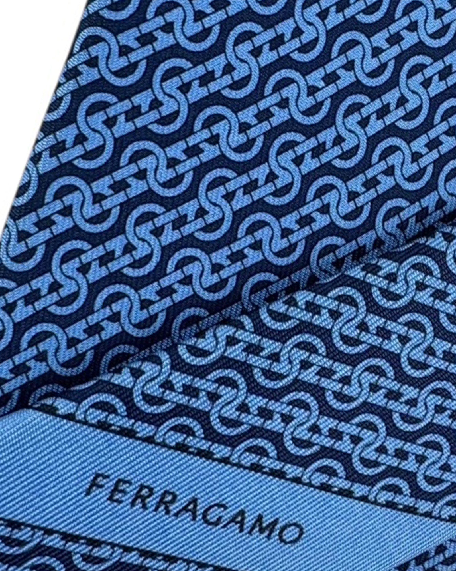 Salvatore Ferragamo Tie Navy Blue Interwoven Gancini