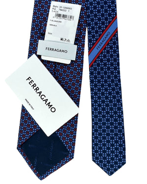 Salvatore Ferragamo Tie Dark Blue Hearts & Gancini - New Collection