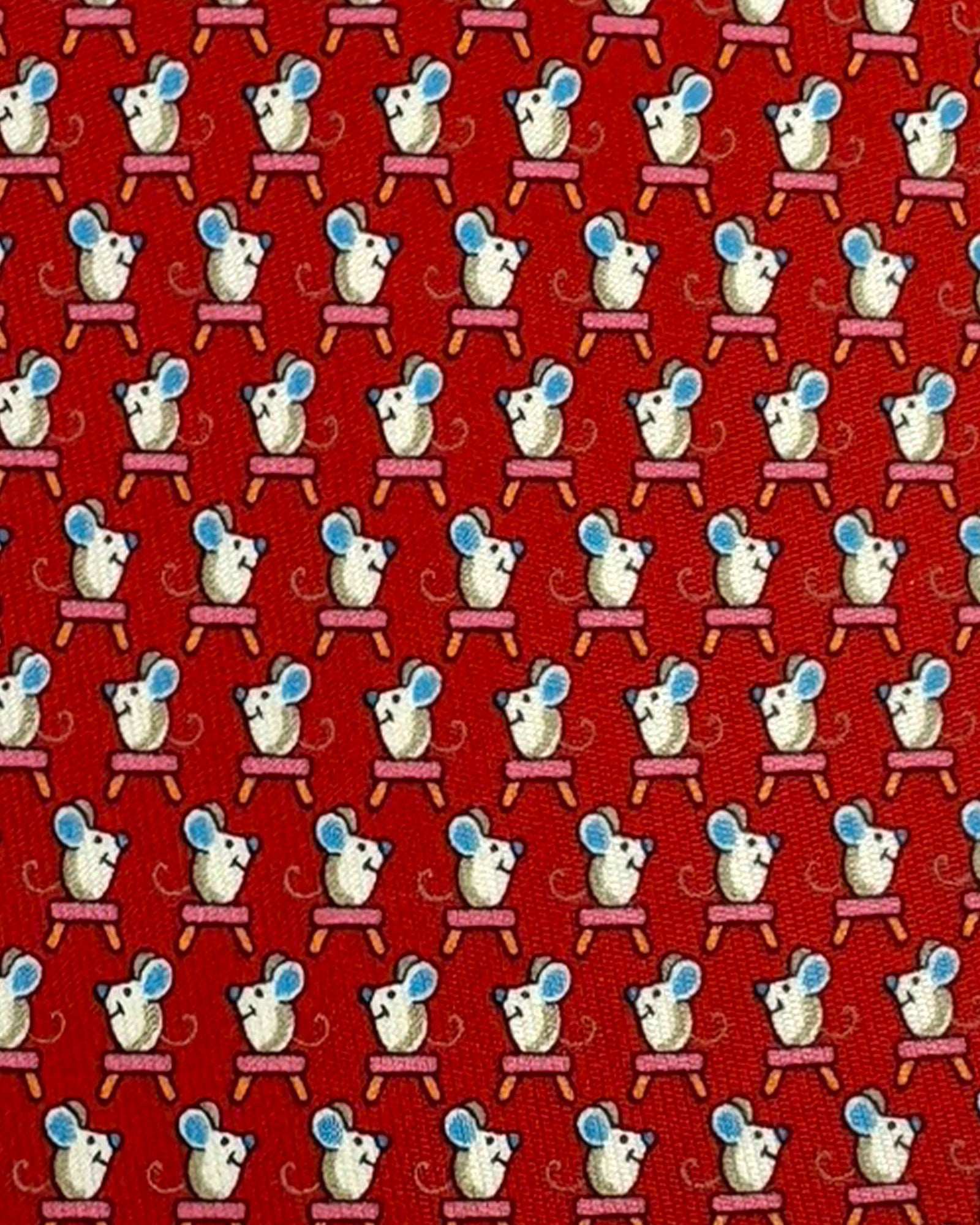 Ferragamo Silk Tie Red Mouse