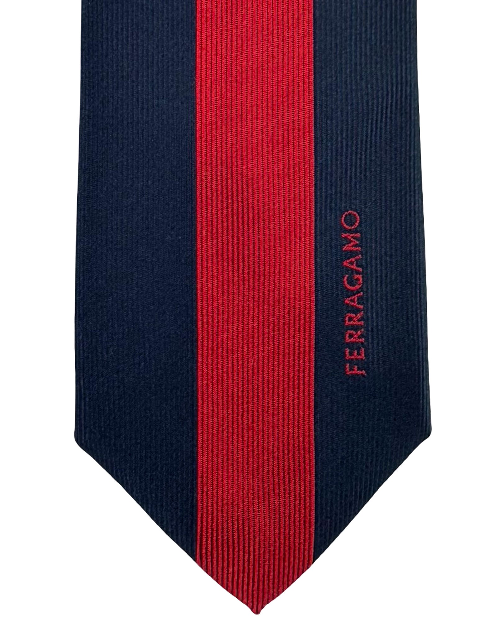 Salvatore Ferragamo Tie Red Stripe Logo Design SALE