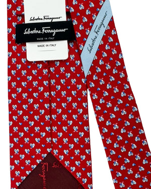 Salvatore Ferragamo Tie Dark Red Bird Design