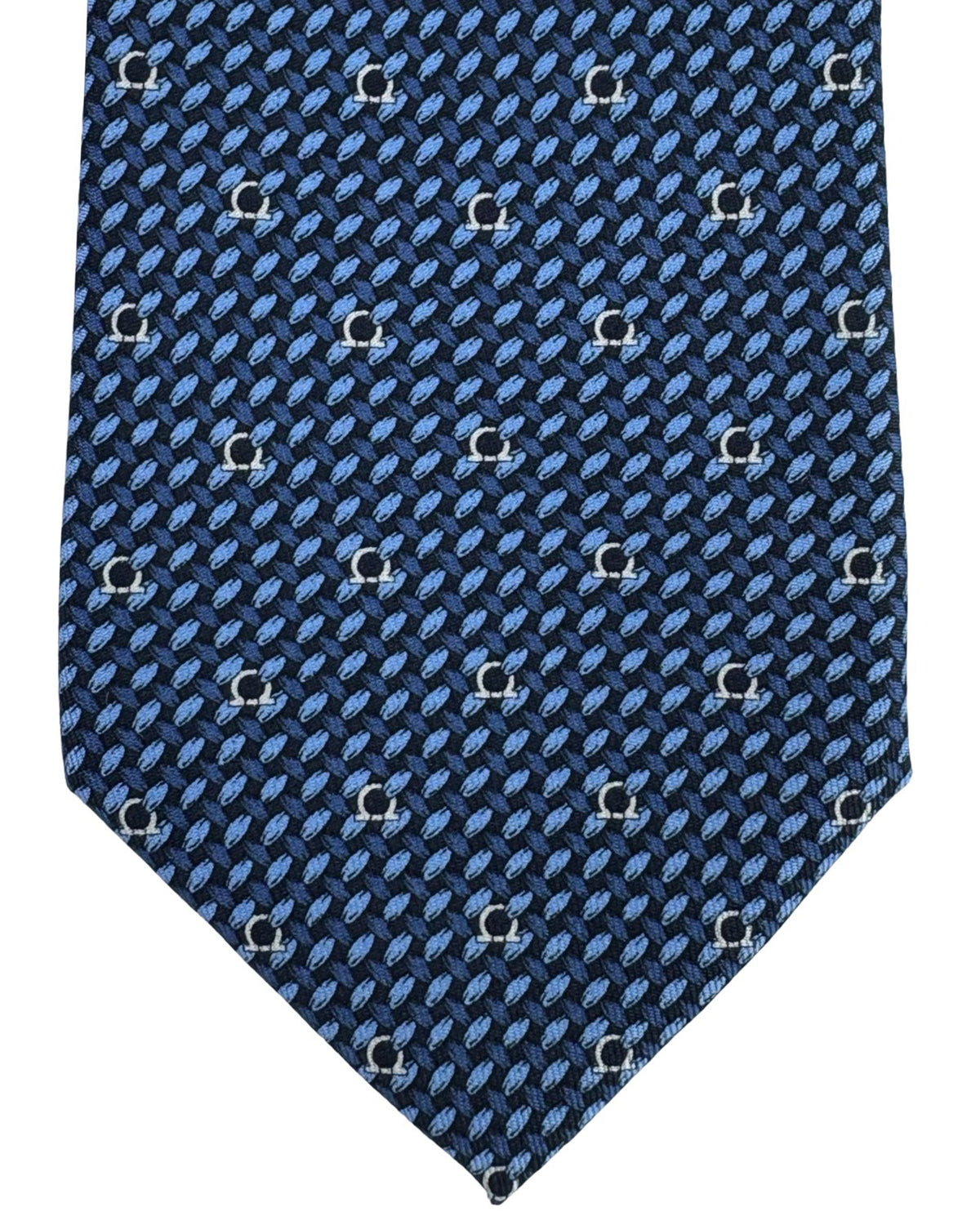 Salvatore Ferragamo Silk Tie Navy Gancini Design
