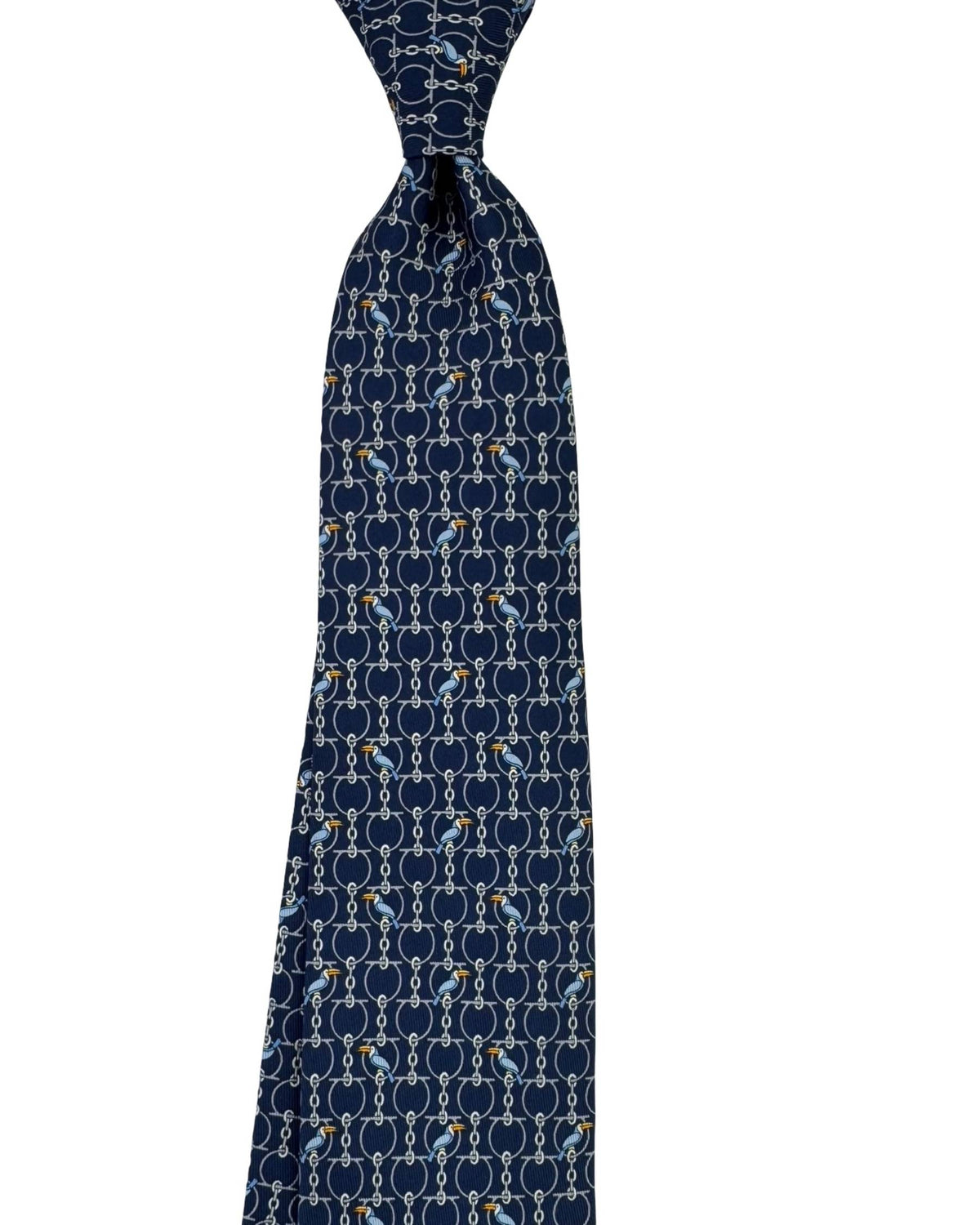 Salvatore Ferragamo Tie Navy Blue with Bird & Gancini Design