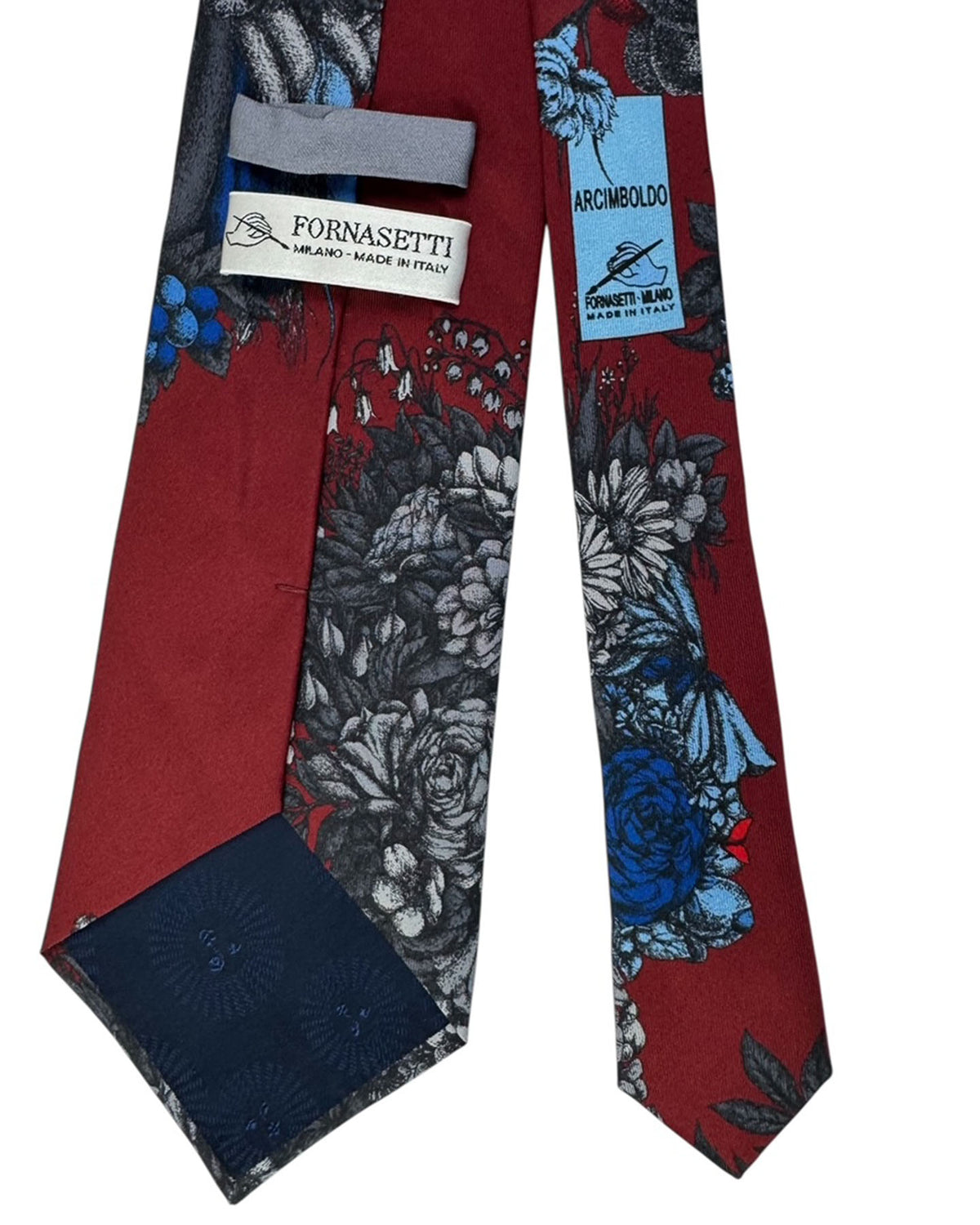 Fornasetti Tie Maroon Floral Face Print- Wide Necktie