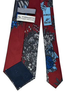 Fornasetti Tie Maroon Floral Face Print- Wide Necktie