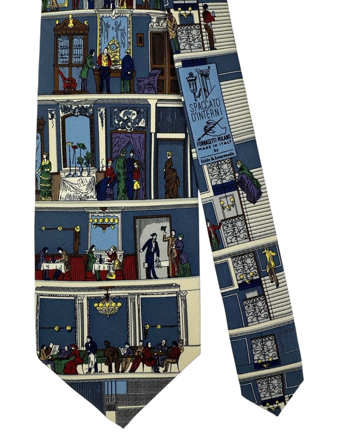 Fornasetti Tie Midnight Blue Spacato d'Interni Design - Wide Necktie