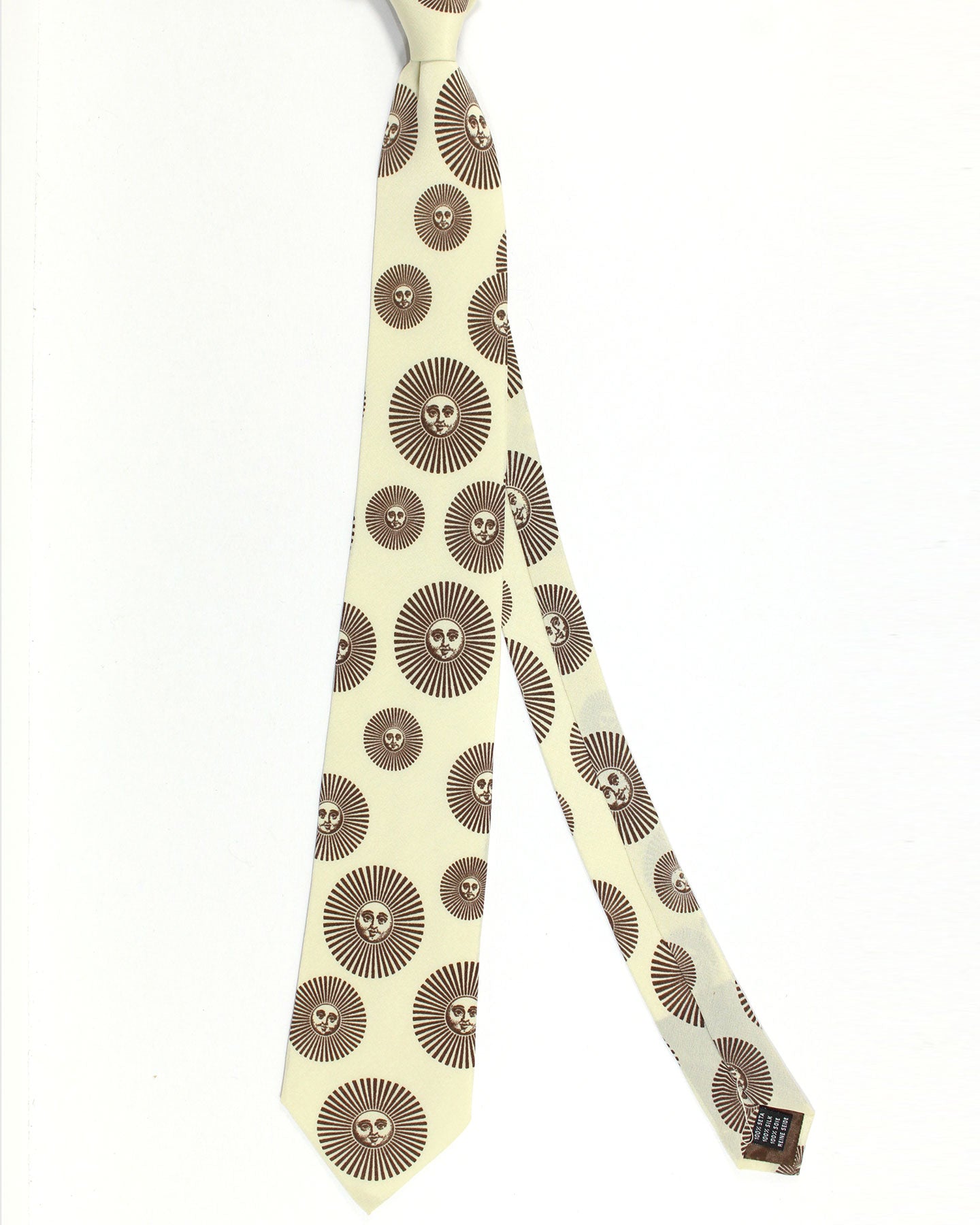 Fornasetti Silk Tie Off White Brown Italian Design