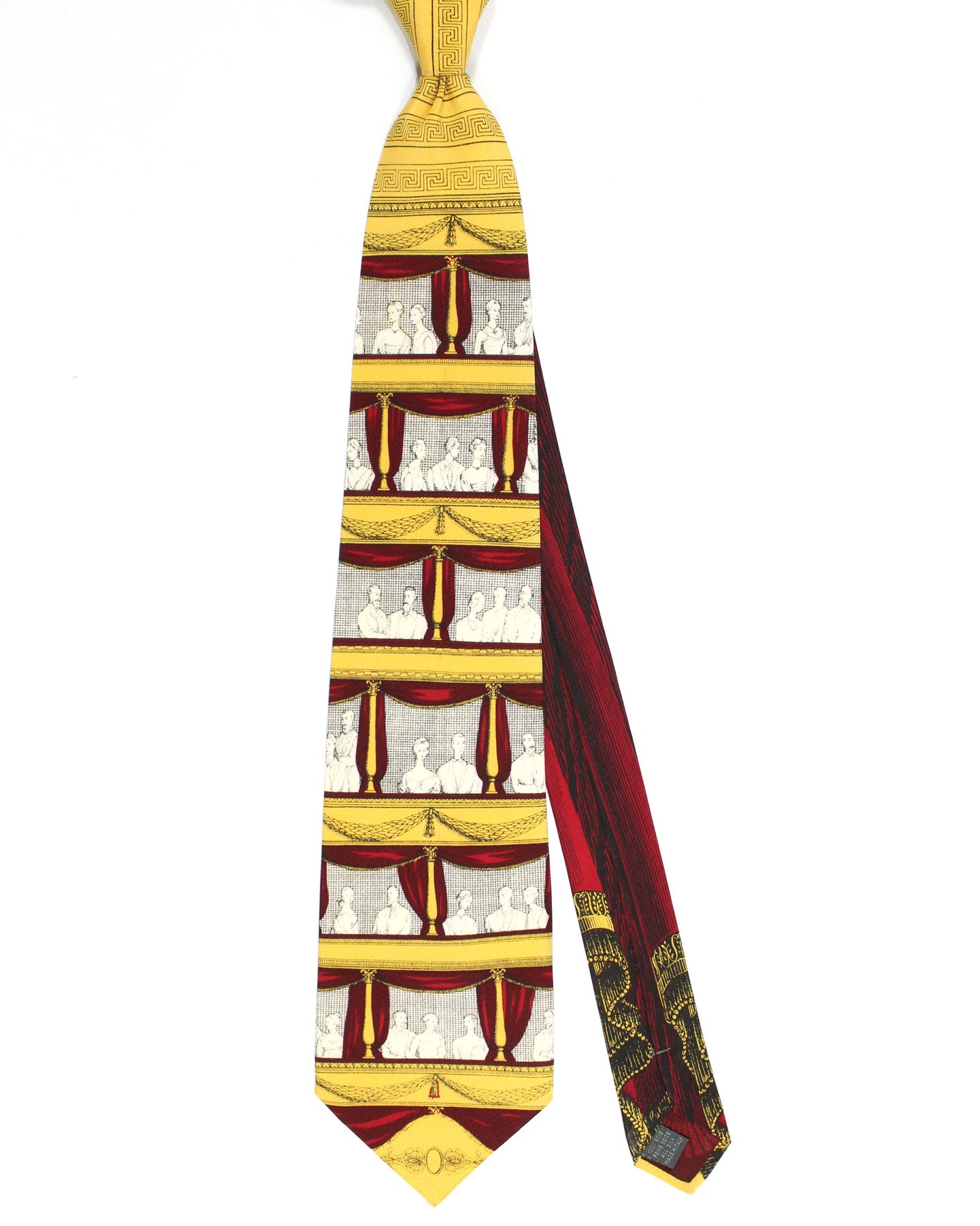 Fornasetti Tie Cream Gold Bordeaux Balcony  Design - Wide Necktie