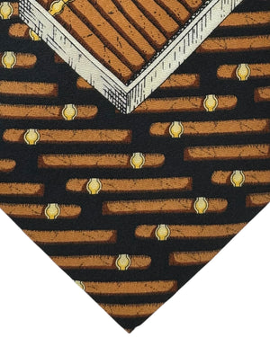 Fornasetti Tie Brown Black Sigari Design - Wide Necktie