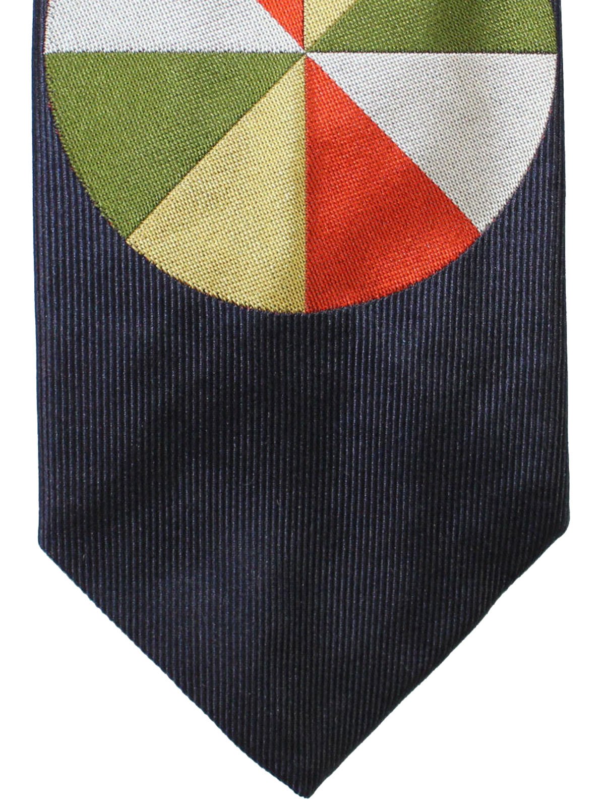 Gene Meyer Silk Tie Black Orange Green Circle