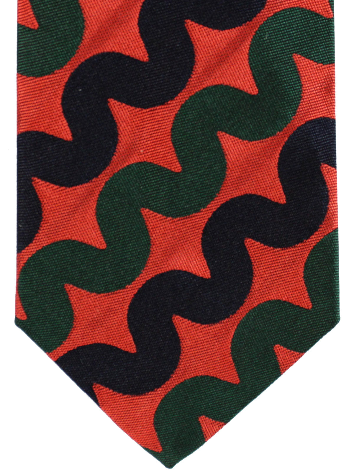 Gene Meyer Silk Tie Orange Green Black Design
