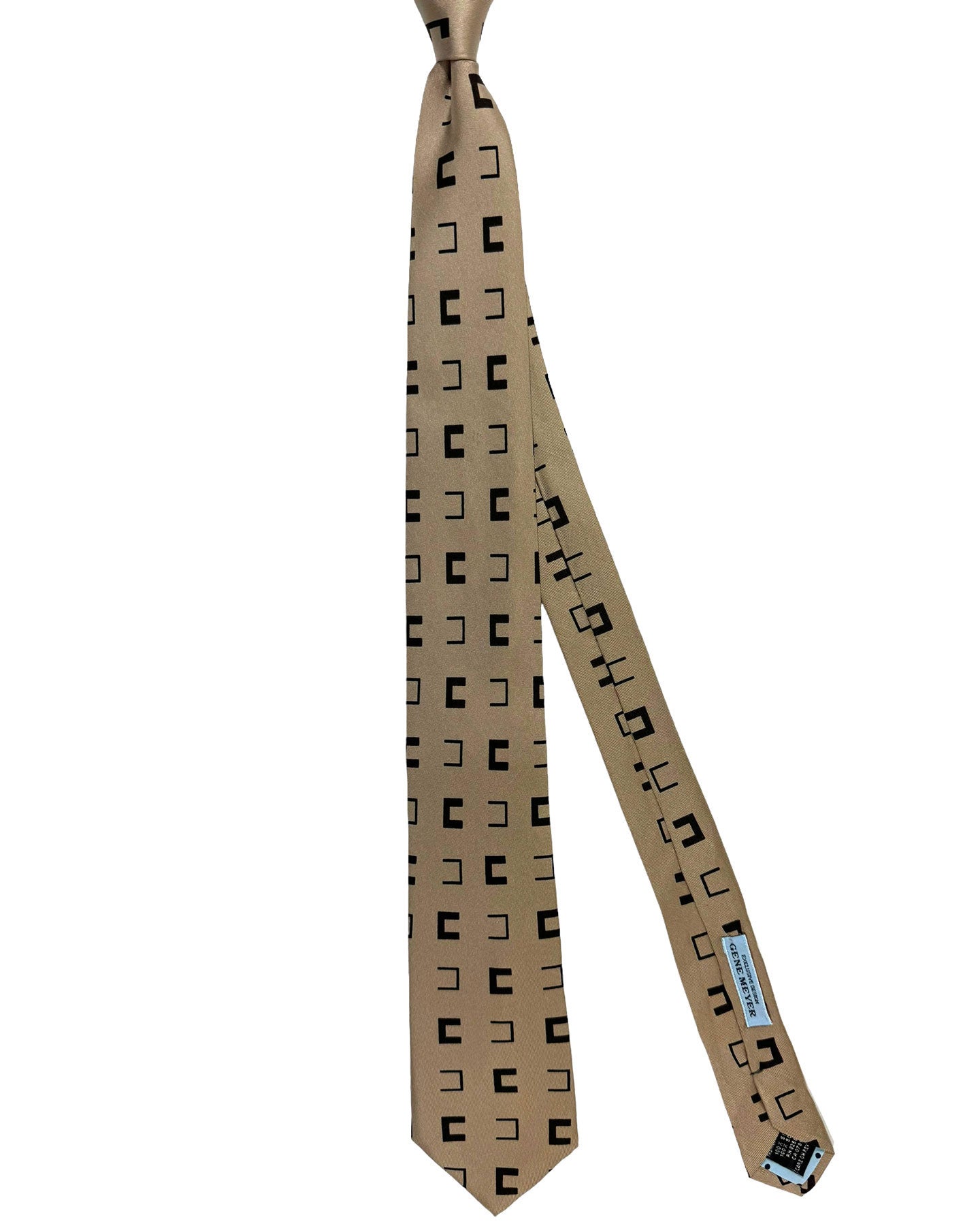 Gene Meyer Tie Brown Black Design - Hand Made in Italy