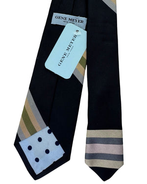 Gene Meyer Tie Black with Multitone Accents - Hand Made In Italy