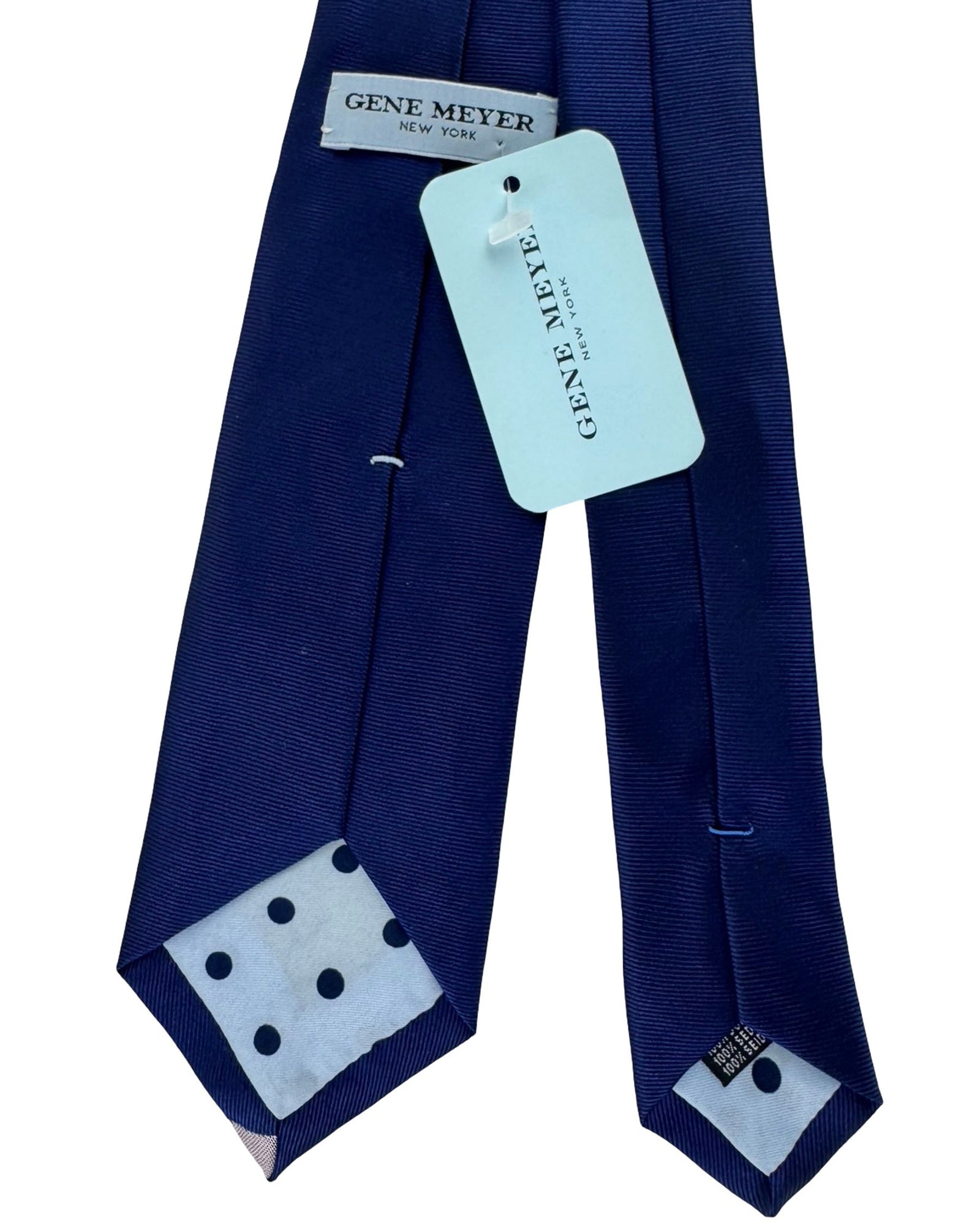 Gene Meyer Tie Navy with Grey Corner Stripe - Hand Made In Italy