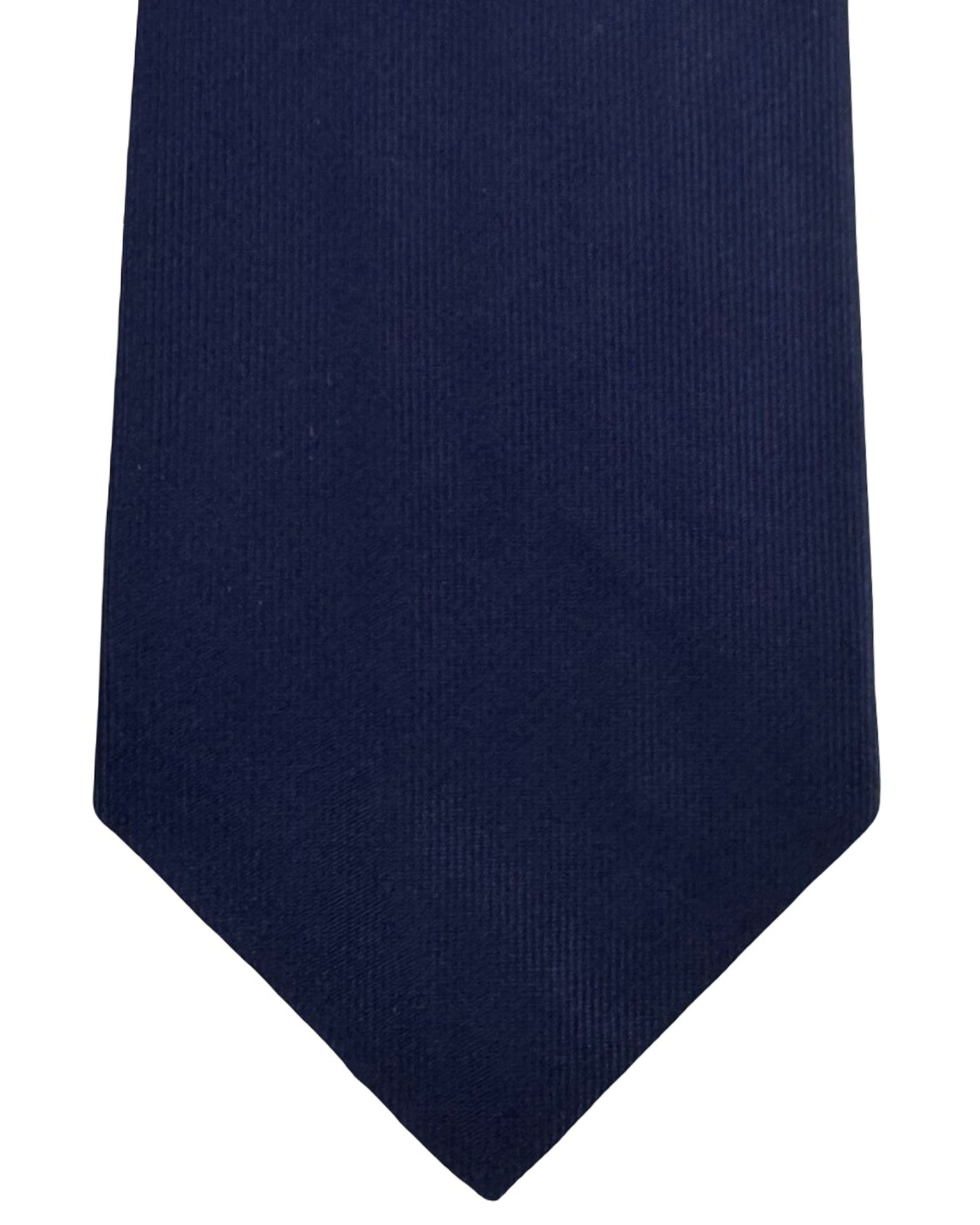 Gene Meyer Tie Navy Solid with Multicolor Block Accents - Hand Made In Italy
