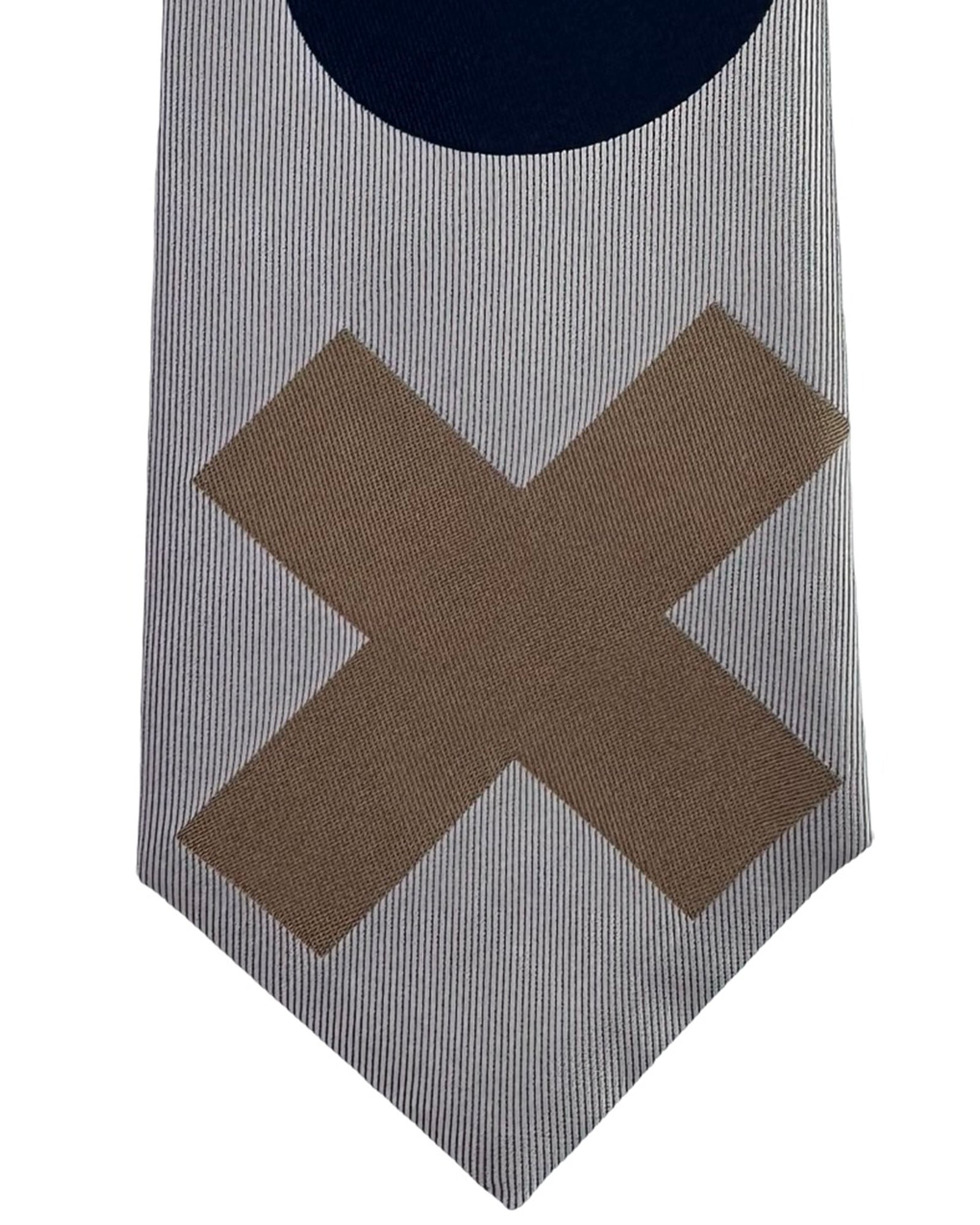 Gene Meyer Tie Light Grey with Circle and Cross Motif- Hand Made In Italy