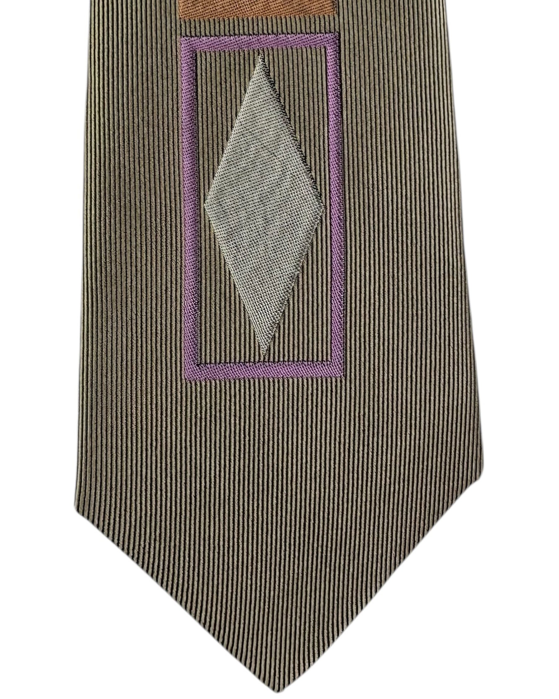 Gene Meyer Tie Taupe-Gray Lilac Peach 