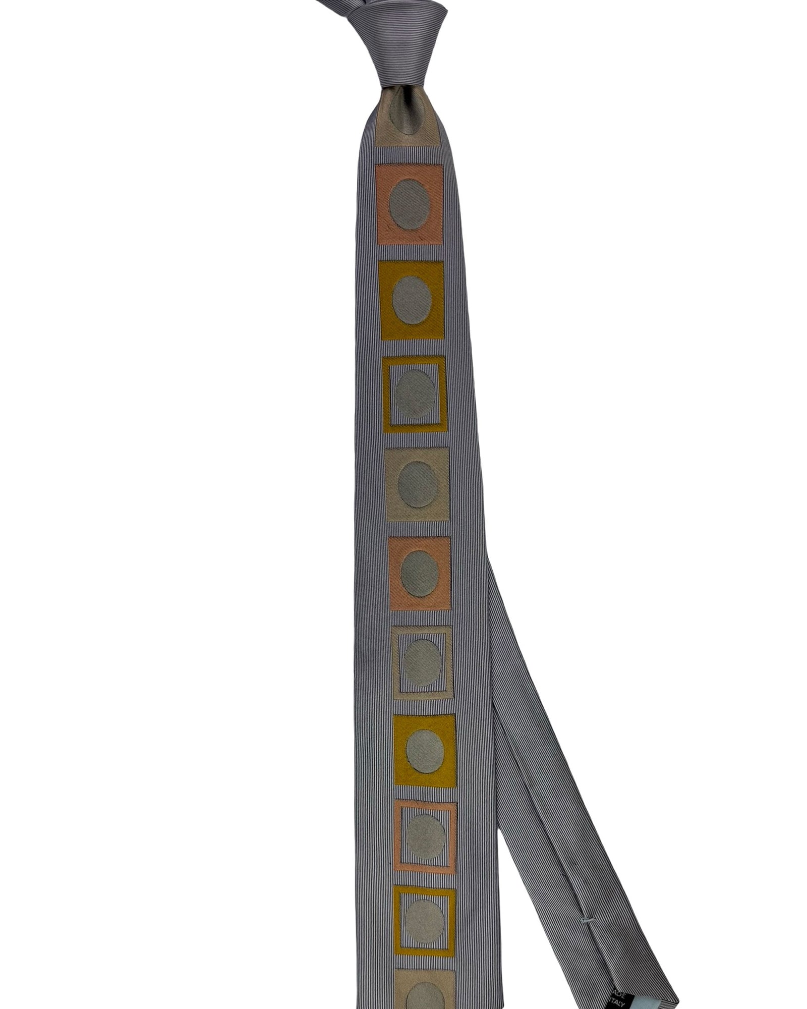 Gene Meyer Tie Gray Squares Dots Design - Hand Made In Italy