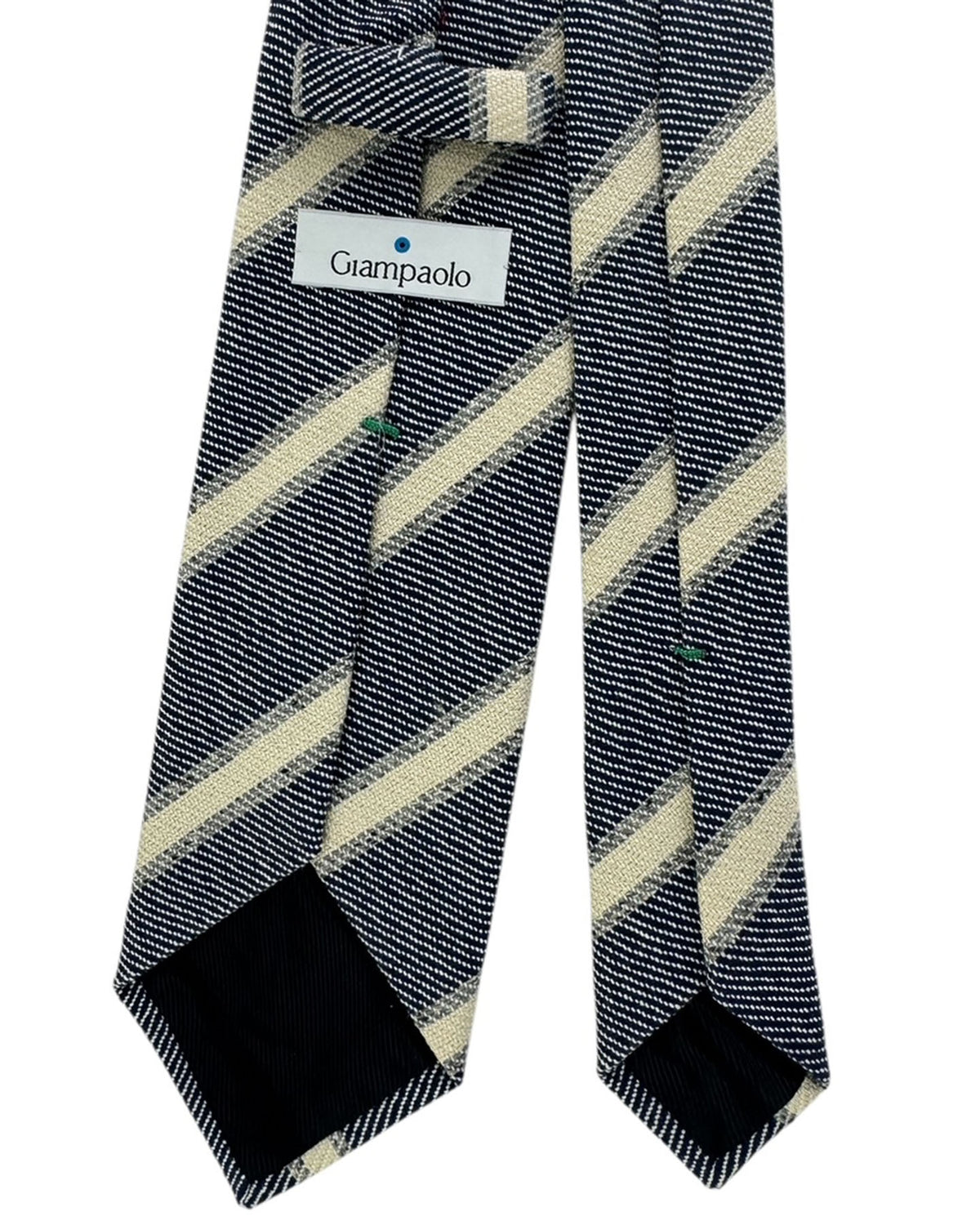 Giampaolo Tie Navy and Cream Diagonal Textured - Sartorial SALE