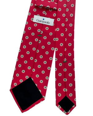Giampaolo Tie Red with Ivory Medallion Pattern - Sartorial SALE