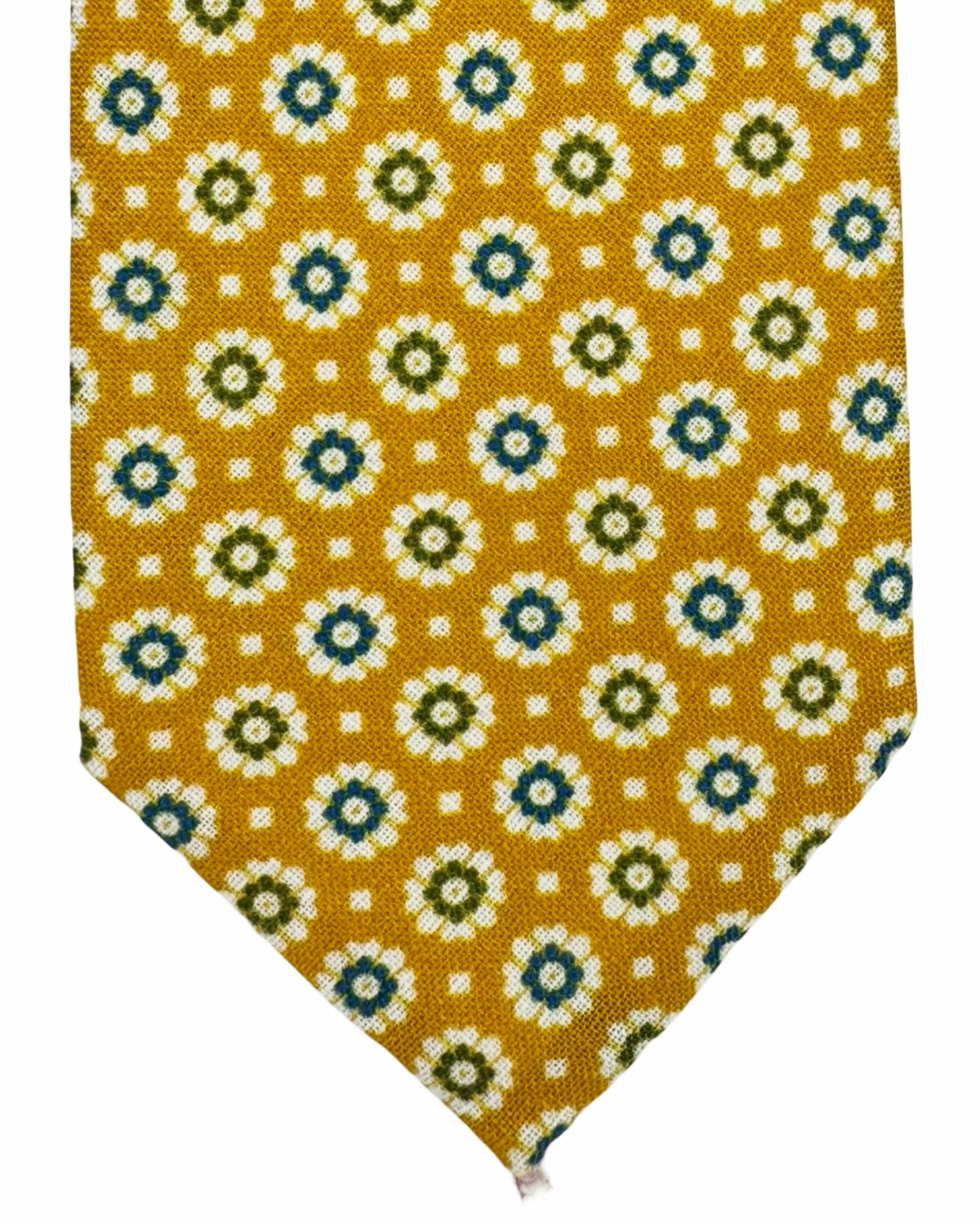 Giampaolo Linen Tie Mustard Blue Green Mini Flowers - Sartorial