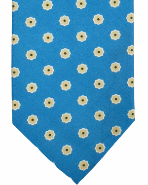 Giampaolo Silk Tie Blue Beige Mini Flowers