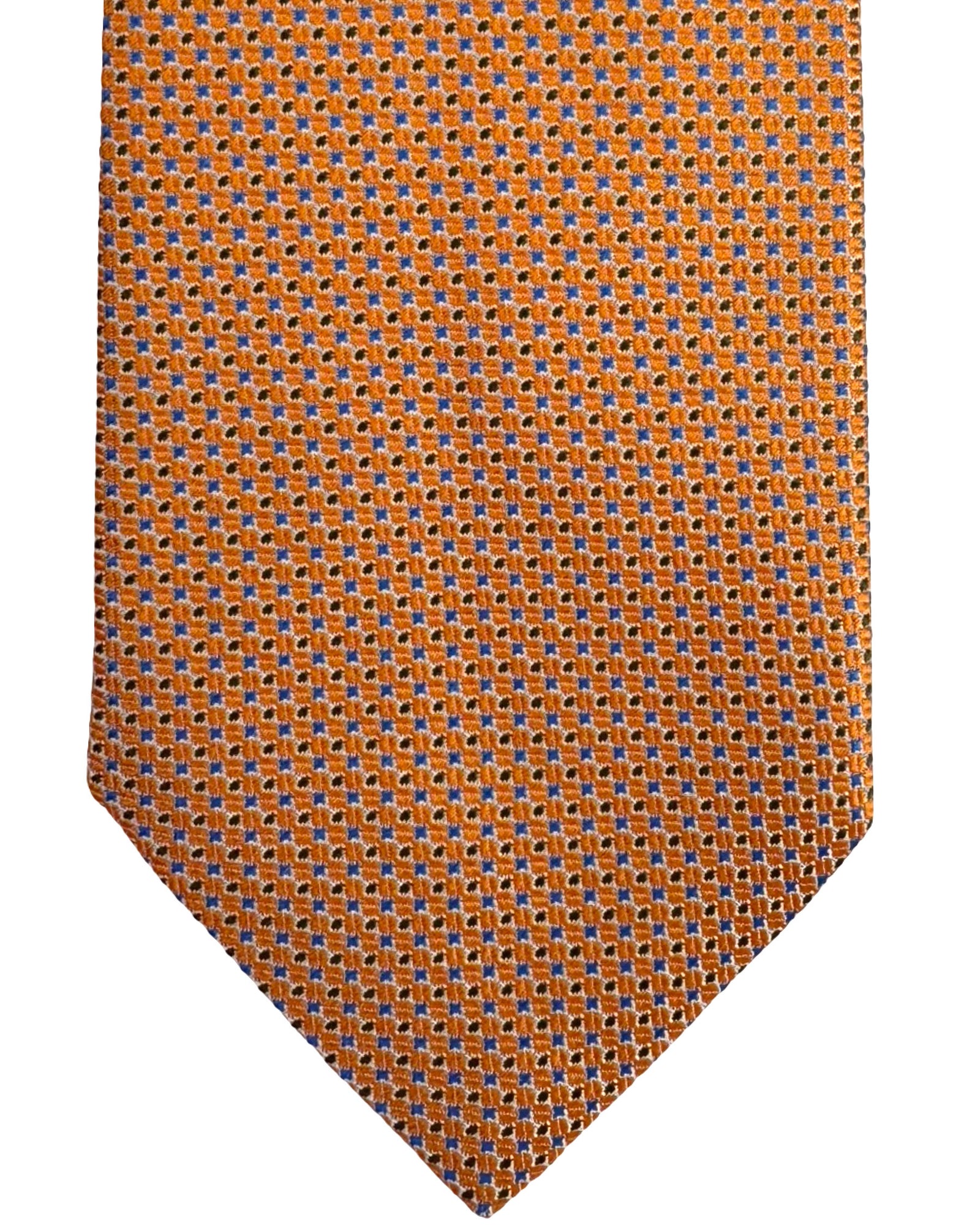 Giampaolo Silk Tie Orange Royal Blue Silver