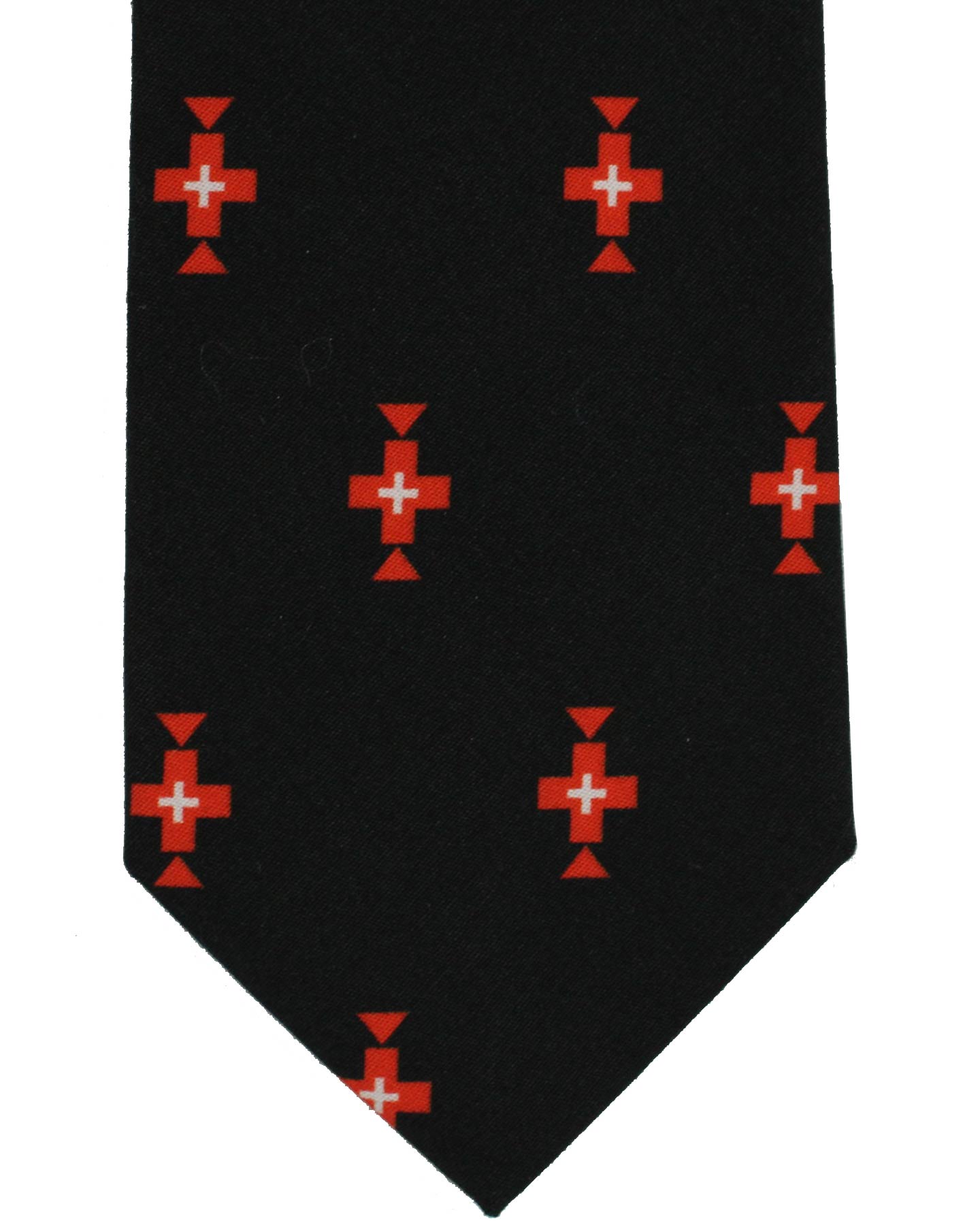 Givenchy Tie Black Red Cross Design - Narrow Necktie