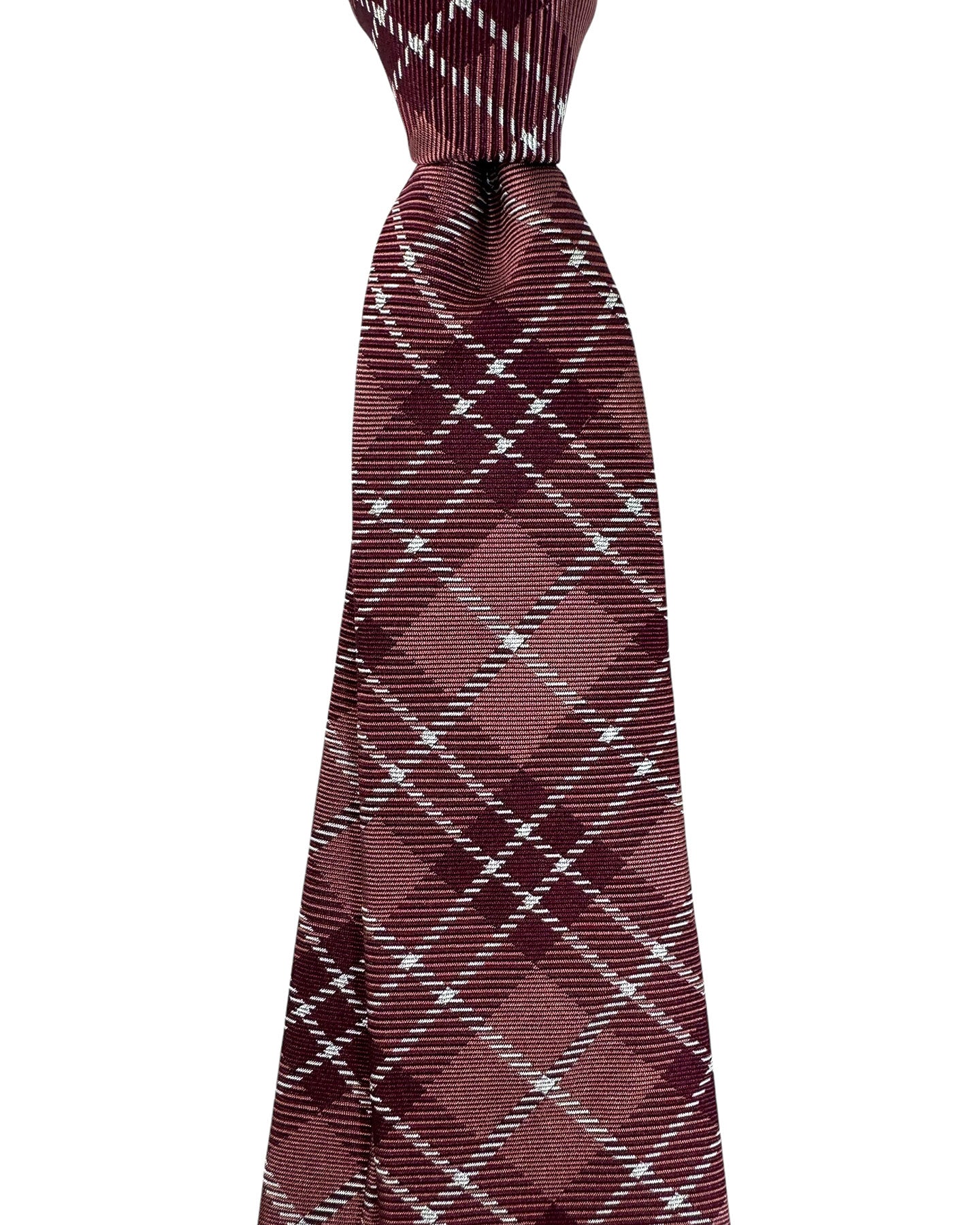 Givenchy Silk Tie Brown Silver Plaid Design