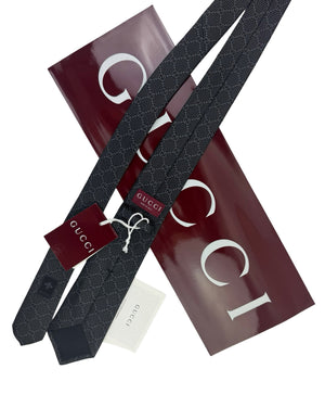 Gucci Tie Black Gray GG Pattern Deiene