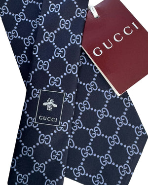 Gucci Tie GG Pattern Navy Blue