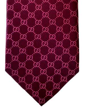 Gucci Tie GG Design Maroon Red