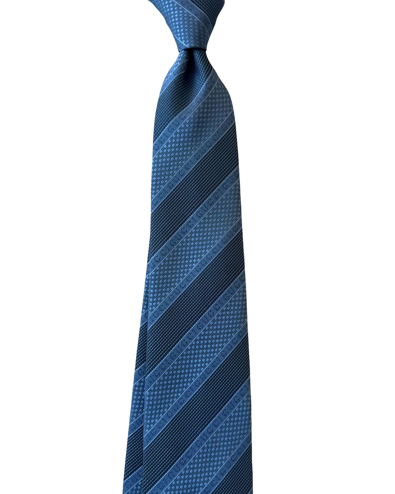 Gucci Tie Metal Blue Logo Stripes