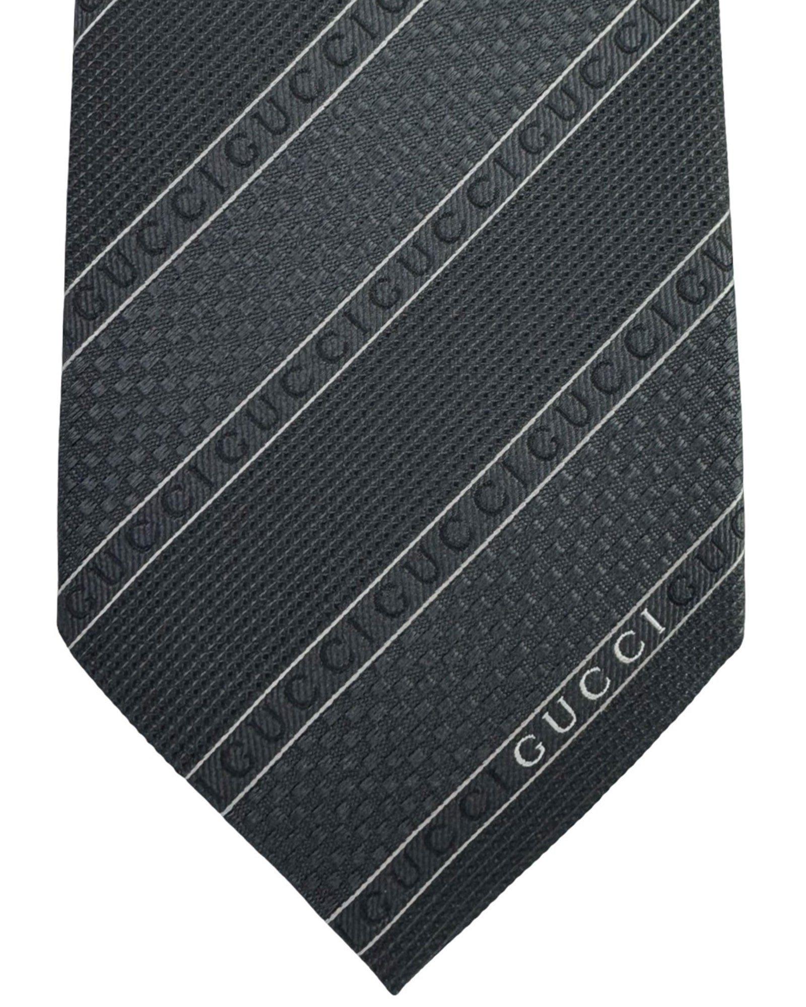 Gucci Tie Metal Blue Logo Stripes
