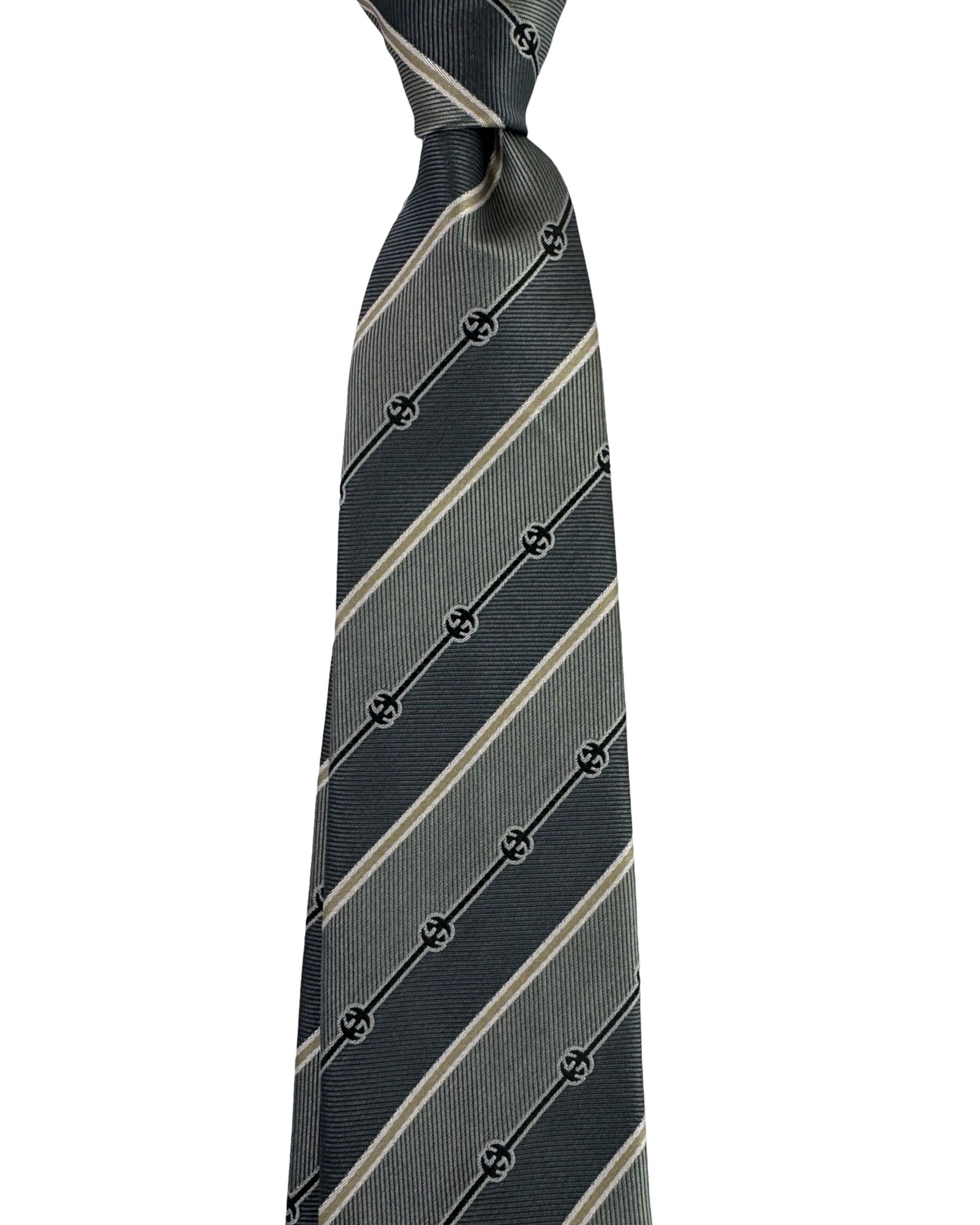 Gucci Silk Tie Gray GG Stripes