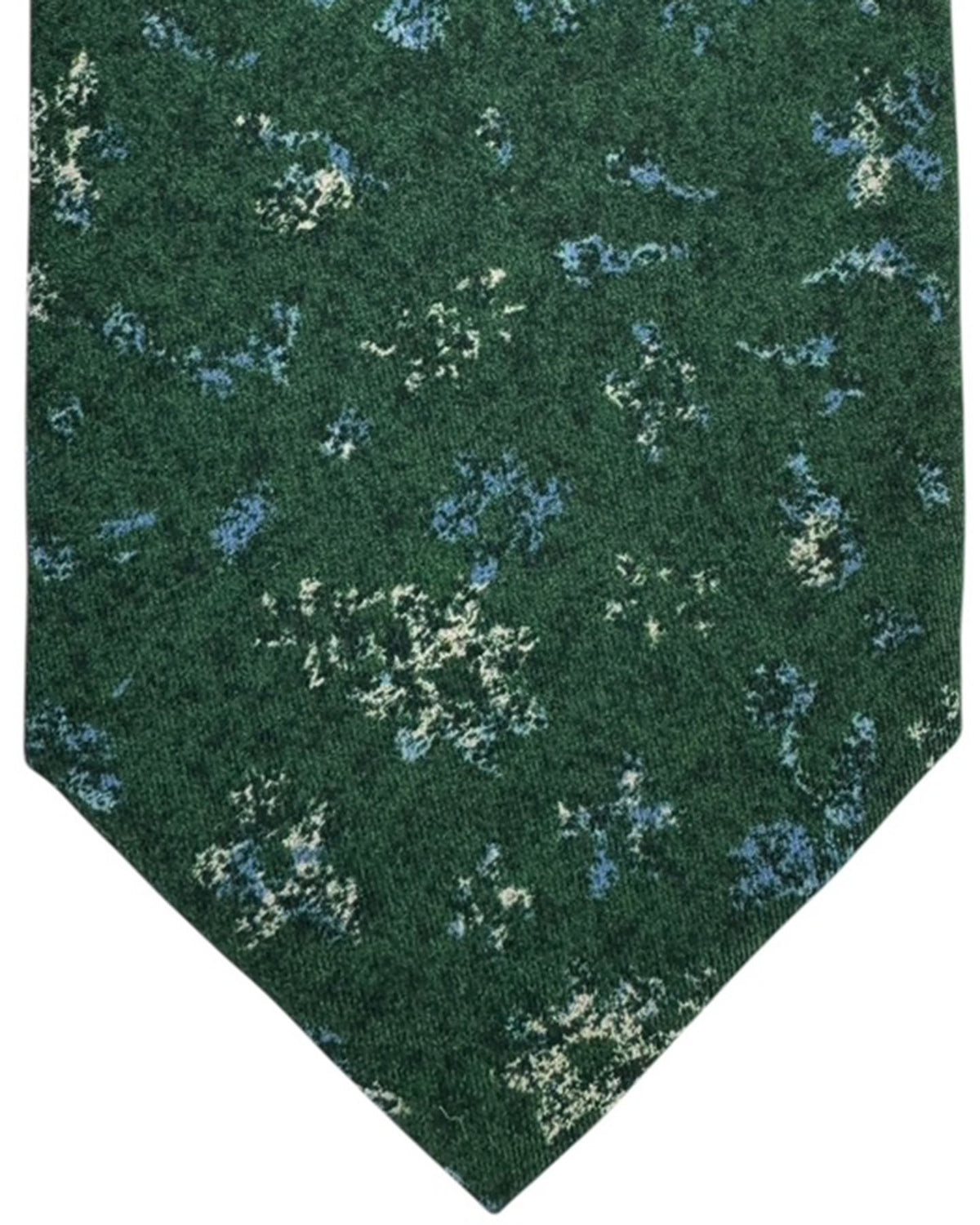 Isaia Sevenfold Tie Forest Green Abstract Splatter