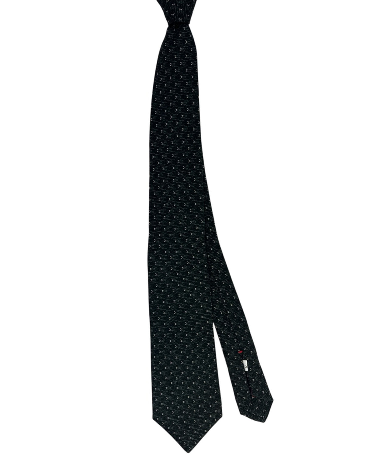 Isaia Sevenfold Tie Black Forest Green Micro Arrow Weave
