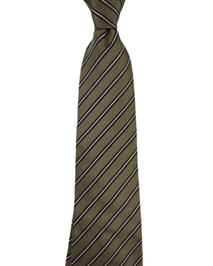 Isaia Silk Tie Taupe Stripes - Sevenfold Necktie