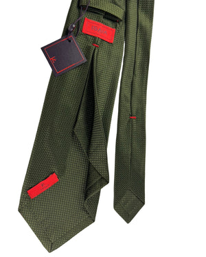 Isaia Sevenfold Tie Forrest Green Basket Weave