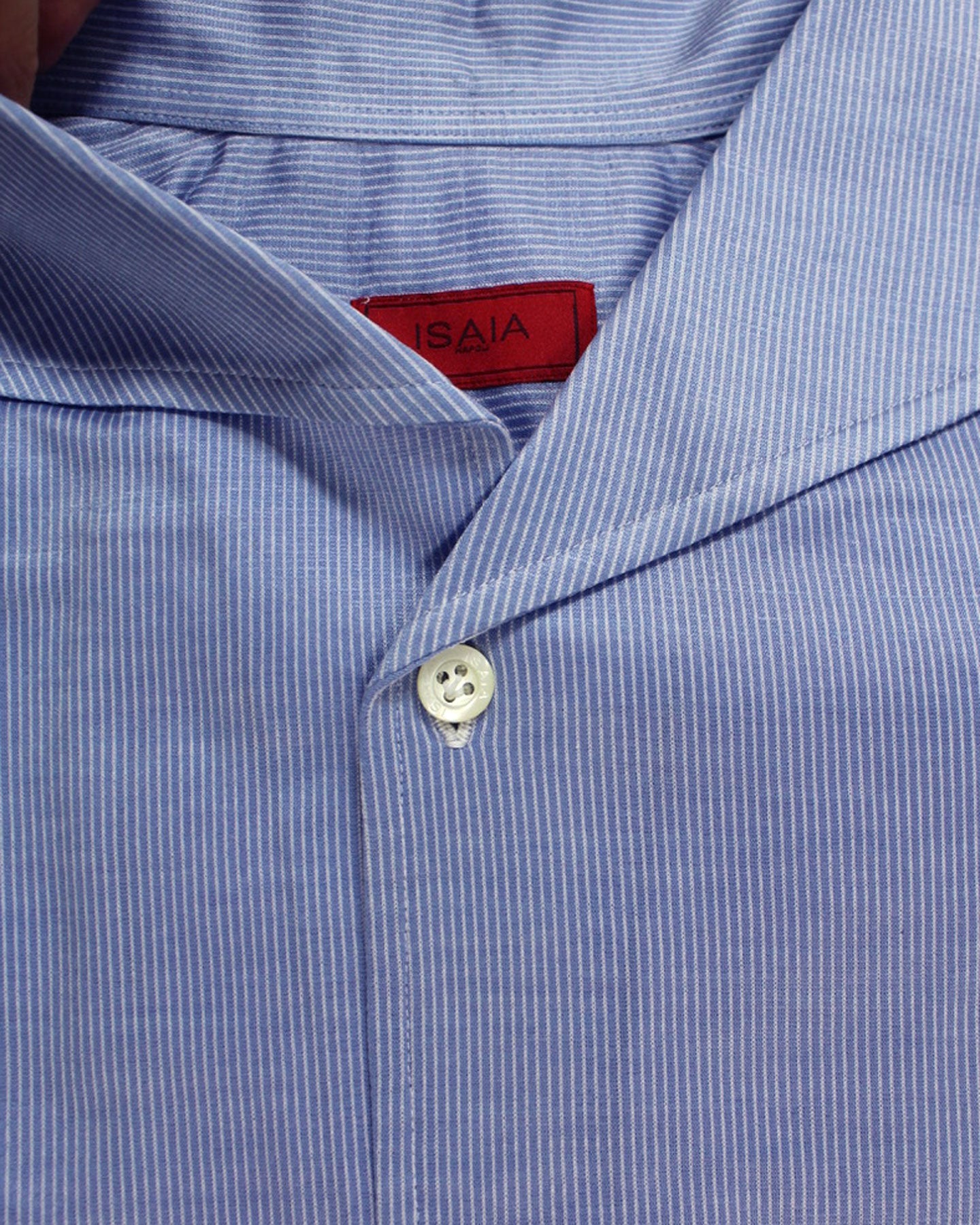 Isaia Shirt Blue Stripes 38 - 15  Regular Fit