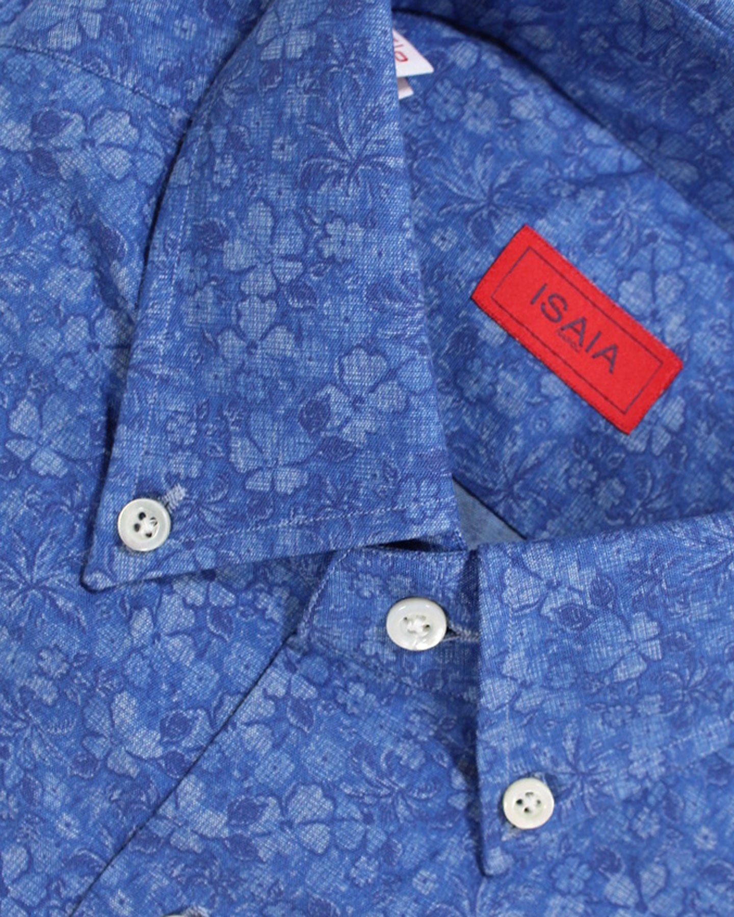 Isaia Shirt Blue Floral 40 - 15 3/4  Regular Fit