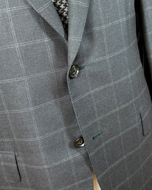 Isaia Suit Dark Gray Windowpane EU 52/ US 42