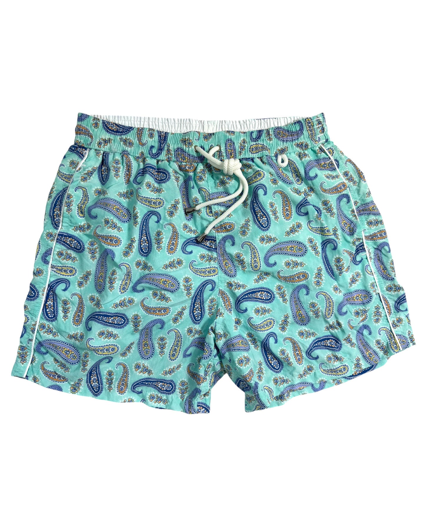 Isaia Swim Shorts Sky Blue Paisley