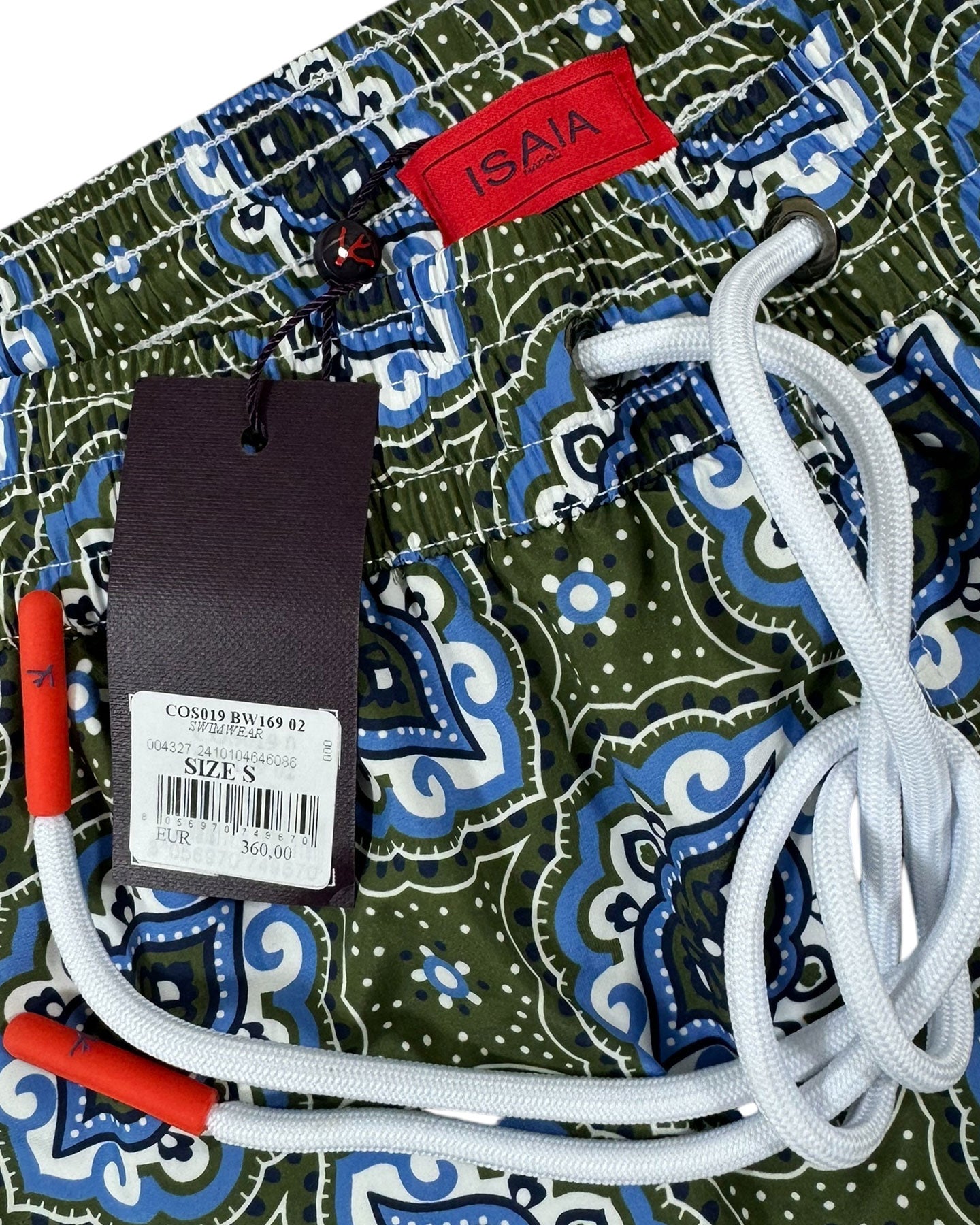 Isaia Swim Shorts Green Blue Medallion S - Men Swimwear SALE