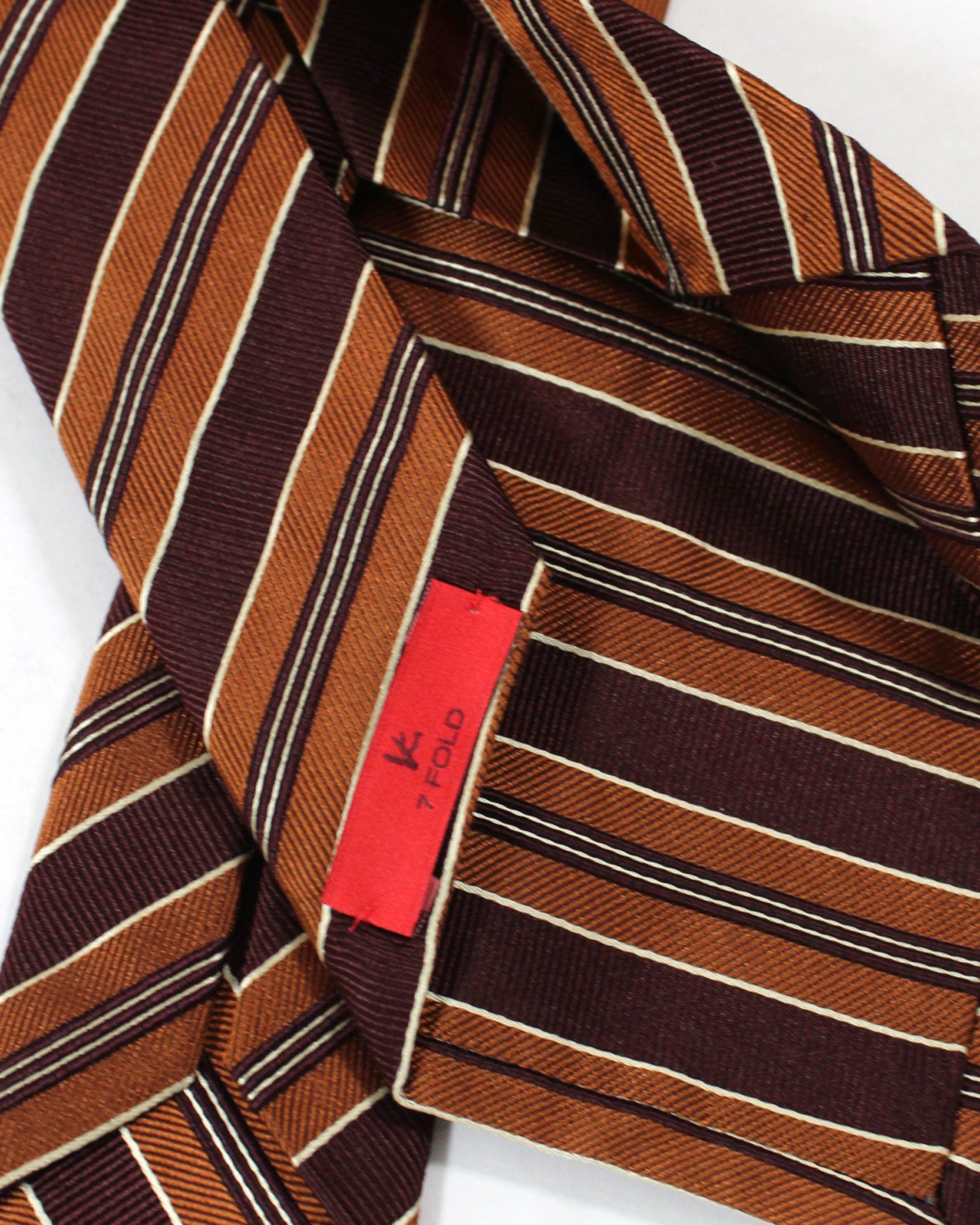 Isaia Tie Brown Maroon Stripes Design - Sartorial Silk Tie