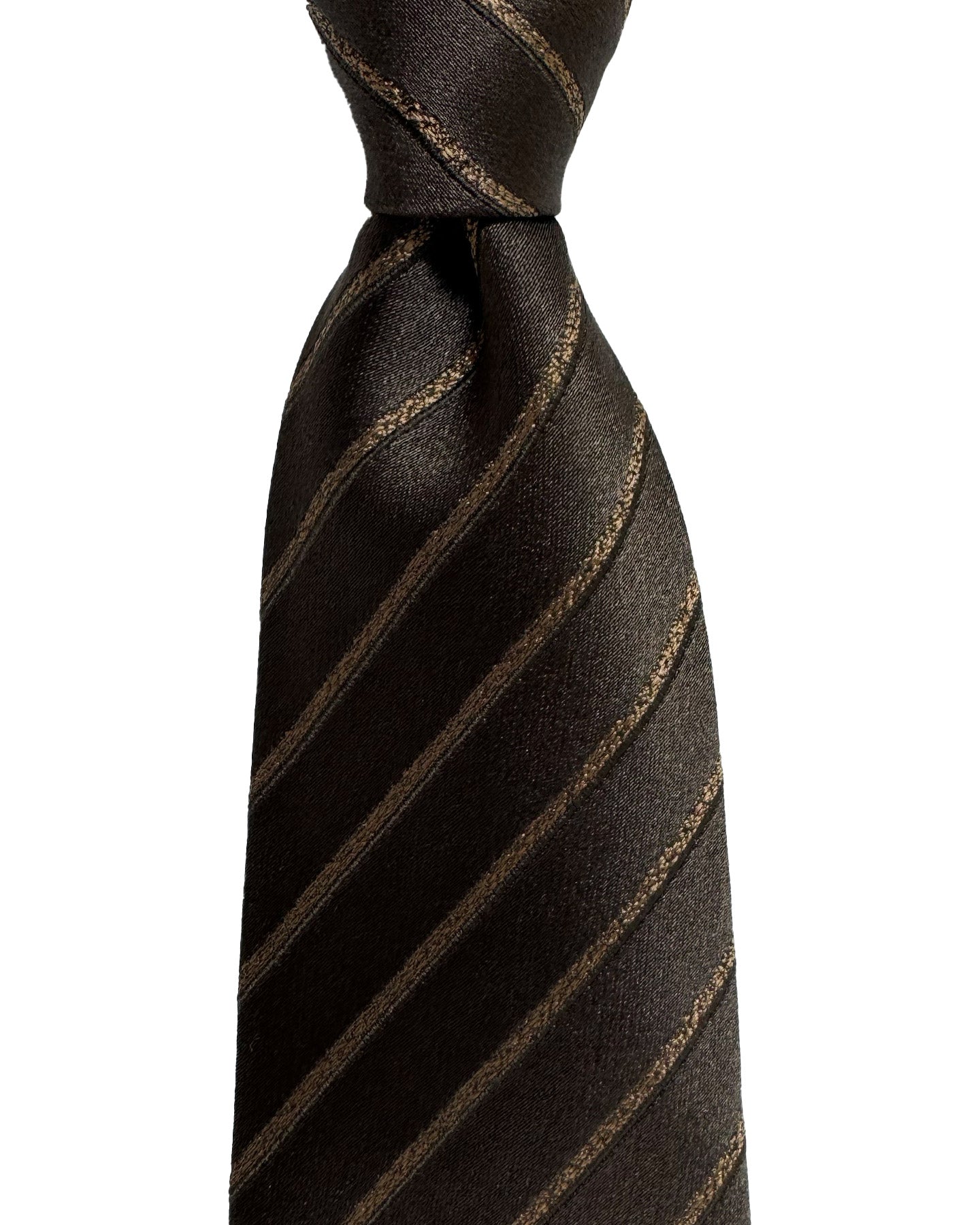 Isaia Tie Brown Stripes Design - Sartorial Sevenfold Tie